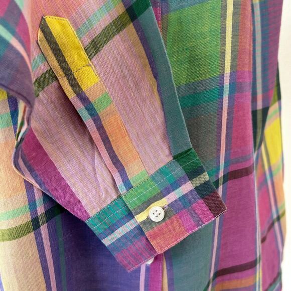 Women's Linen Button Up Shirt Sz. 12 / Large Preppy Classic Country Ranch - Picture 7 of 9